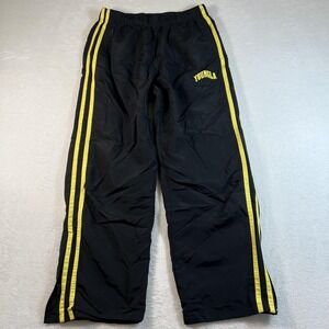 YoungLA Track Pants Mens Large Black Woven Elastic Waist Side Stripe Lined